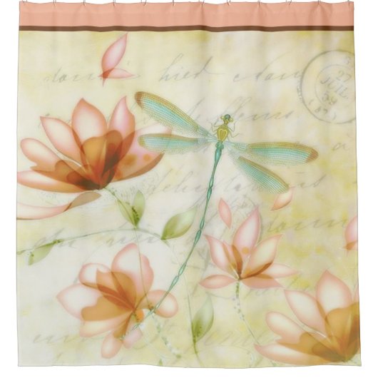 Blume und Libellenduschvorhang Duschvorhang (Vorderseite)