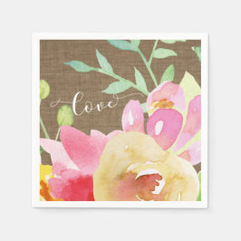 Blume und Liebe von Boho, Aquarell und Burlap Serviette