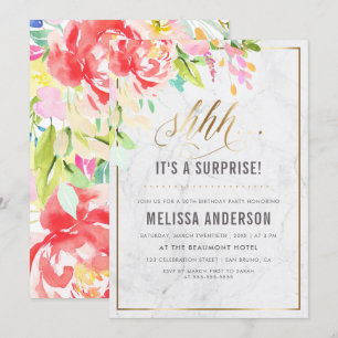 Blume und Marmor   Die Geburtstagsfeier Einladung