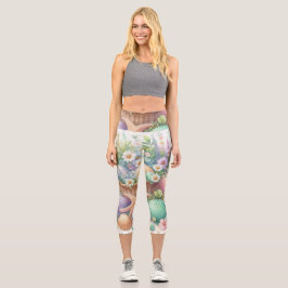 Blume und Meer und Muscheln am Strand Capri Leggings
