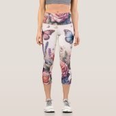 Blume und Meer und Muscheln am Strand Capri Leggings (Vorderseite)