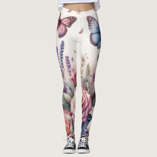 Blume und Meer und Muscheln am Strand Leggings (Vorderseite)