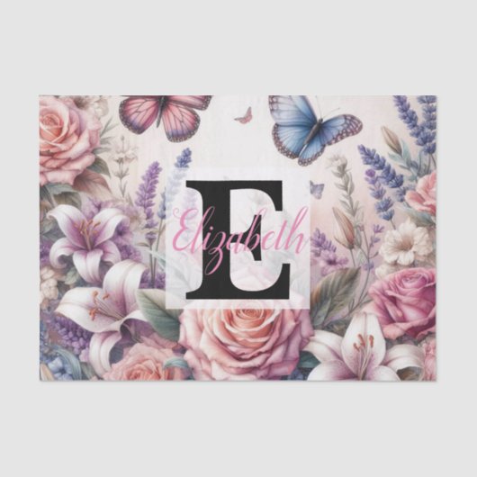 Blume und Meer und Muscheln am Strand Seidenpapier (Vorderseite)