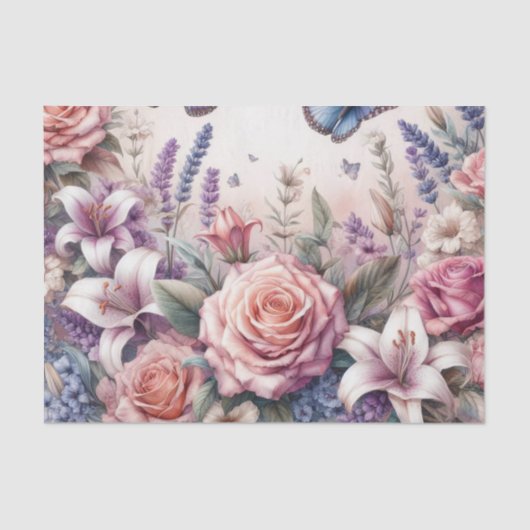 Blume und Meer und Muscheln am Strand Seidenpapier (Vorderseite)