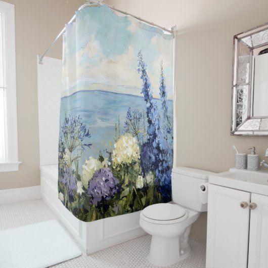 Blume und Meeresmalerei Duschvorhang (Beispiel)