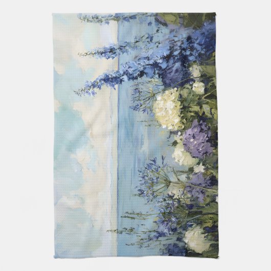 Blume und Meeresmalerei Geschirrtuch (Vertikal)