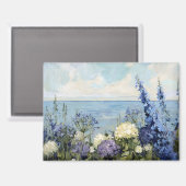 Blume und Meeresmalerei Magnet (Vorderseite/Rückseite)