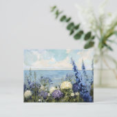 Blume und Meeresmalerei Postkarte (Stehend Vorderseite)