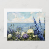 Blume und Meeresmalerei Postkarte (Vorne/Hinten)