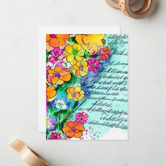 Blume und Mitteilungskarten (Vorderseite/Rückseite Beispiel)