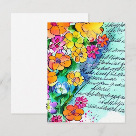 Blume und Mitteilungskarten (Vorne/Hinten)