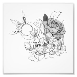 Blume und Mond Fotodruck