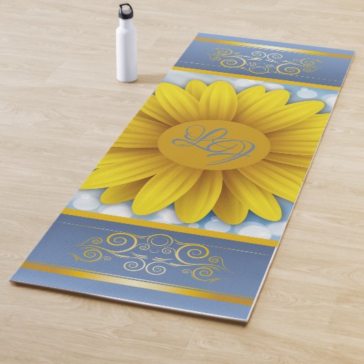 Blume und Monogramm Yogamatte (Beispiel)
