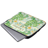 Blume und Monstera-Blätter Personalisiert Laptopschutzhülle (Vorne Knopf)