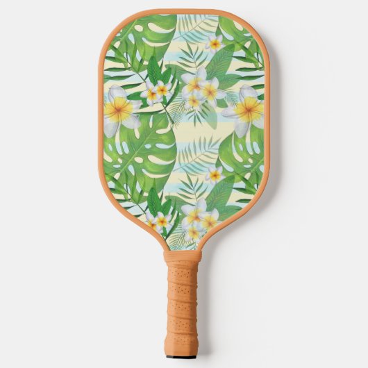 Blume und Monstera-Blätter Personalisiert Pickleball Schläger (Rückseite)