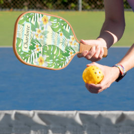 Blume und Monstera-Blätter Personalisiert Pickleball Schläger