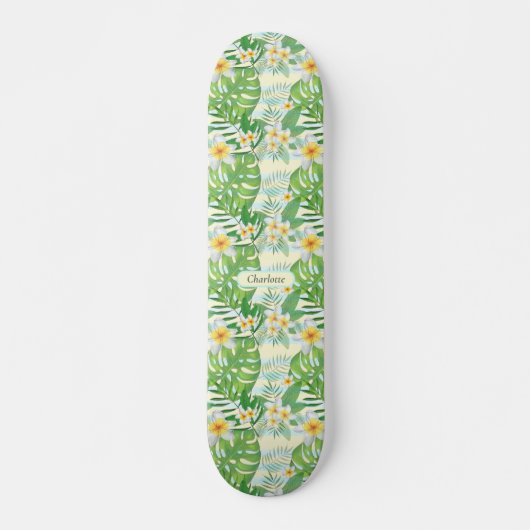 Blume und Monstera-Blätter Personalisiert Skateboard (Vorne)