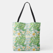 Blume und Monstera-Blätter Personalisiert Tasche (Rückseite)
