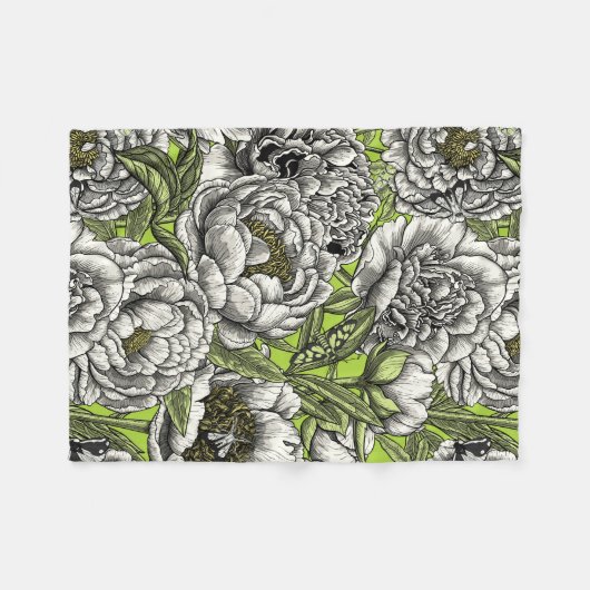 Blume und Motten Fleecedecke (Vorderseite (Horizontal))