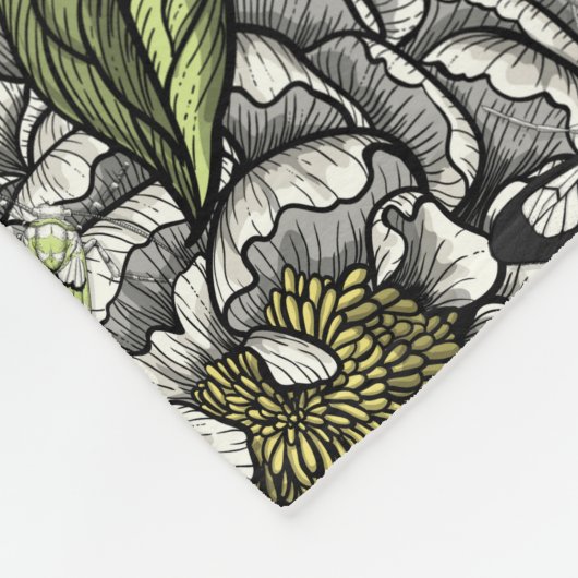 Blume und Motten Fleecedecke (Ecke)