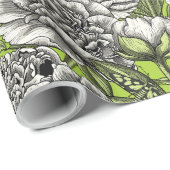 Blume und Motten Geschenkpapier (Rolleneckpunkt)
