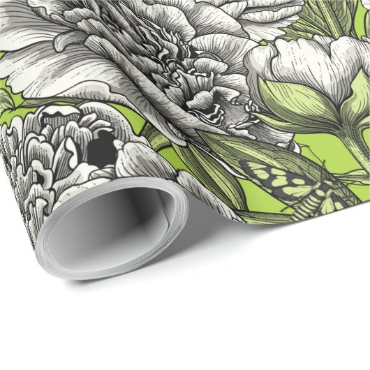 Blume und Motten Geschenkpapier (Rolleneckpunkt)