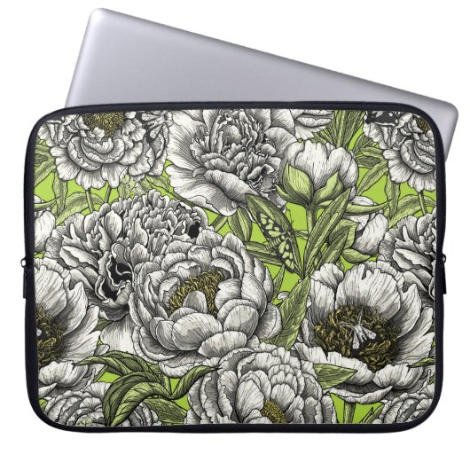 Blume und Motten Laptopschutzhülle (Vorderseite)