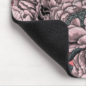 Blume und Motten, rosa Mousepad (Ecke)