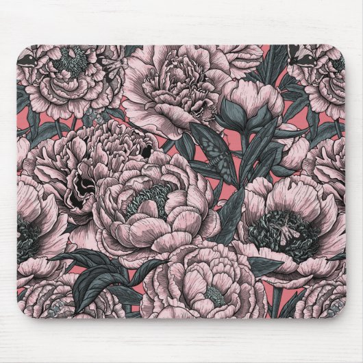 Blume und Motten, rosa Mousepad (Vorne)