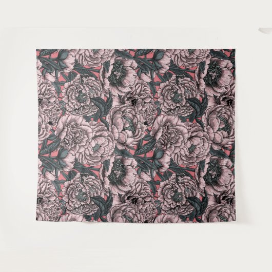 Blume und Motten, rosa Wandteppich (Vorderseite (Horizontal))