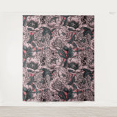 Blume und Motten, rosa Wandteppich (Vorderseite)