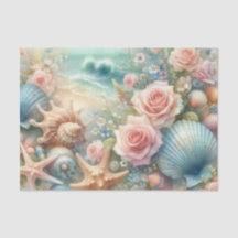 Blume und Muscheln Aquarell in Pastellfarben