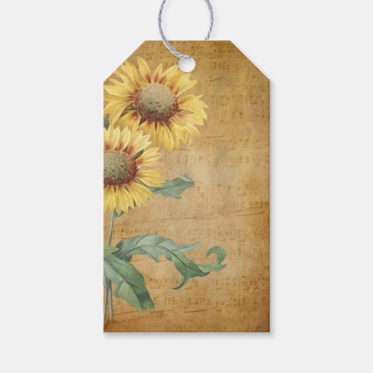 Blume und Musiknoten Vintag Geschenkanhänger (Vorderseite)