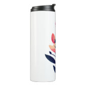 Blume und Name auf Weiß Thermosbecher (Nach links gedreht)