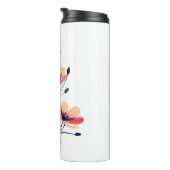 Blume und Name auf Weiß Thermosbecher (Nach rechts gedreht)