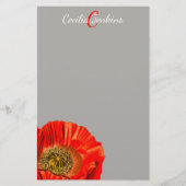 Blume und Name des roten Mohns Briefpapier (Vorderseite)