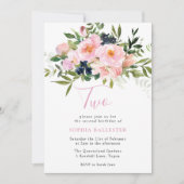 Blume und Navy zum 2. Geburtstag Einladung (Vorderseite)