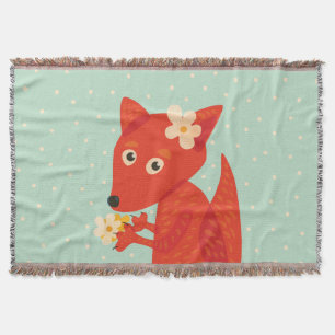 Blume und Niedlicher Fuchs Decke