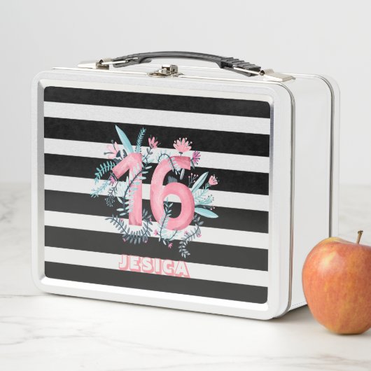 Blume und Nummern der Wasserfarben Metall Brotdose (Beispiel)