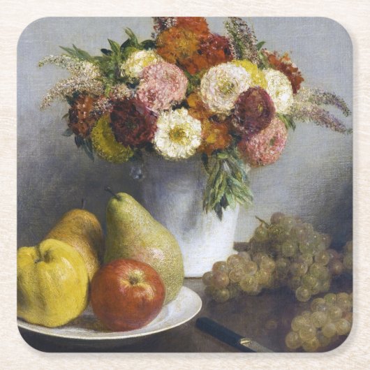 Blume und Obst, Henri Fantin-Latour Rechteckiger Pappuntersetzer (Vorderseite)