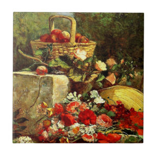 Blume und Obst im Garten, Eugene Boudin art Fliese