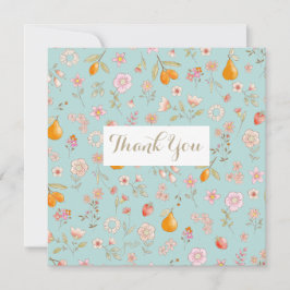 Blume und Obst Türkis Flat Danke Karte