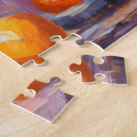 Blume und Orangen Modernes Stillleben Puzzle (Seite)