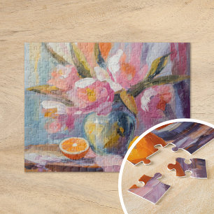 Blume und Orangen Modernes Stillleben Puzzle