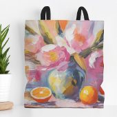 Blume und Orangen Modernes Stillleben Tasche