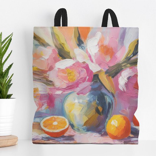 Blume und Orangen Modernes Stillleben Tasche