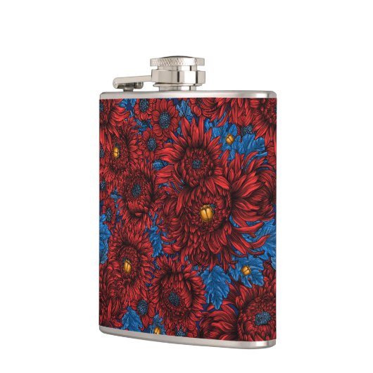 Blume und Orangenkäfer Flachmann (Links)