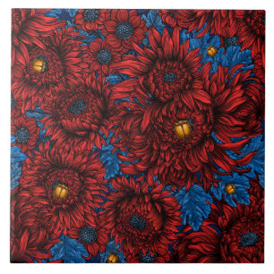 Blume und Orangenkäfer Fliese