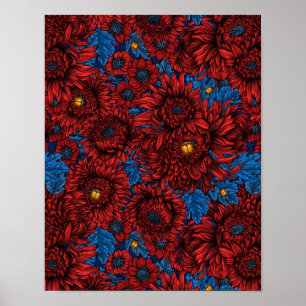 Blume und Orangenkäfer Poster