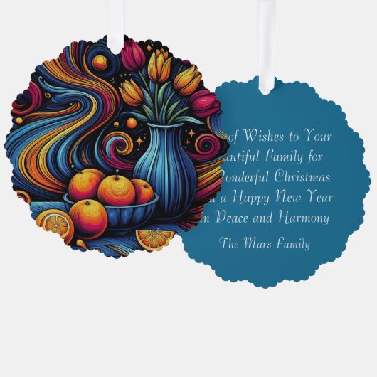 Blume und Orangenmalerei Ornament Karte (Vorderseite/Rückseite)